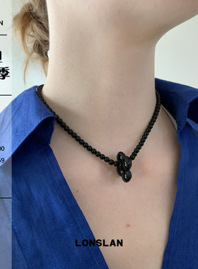 LONSLAN ACC 2025ss韩系小众设计串珠花花吊坠项链百搭颈链