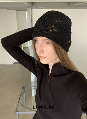 LONSLAN ACC 秋冬复古简约百搭镂空雕花针织保暖毛线帽