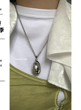 LONSLANACC椭圆吊坠小众设计项链