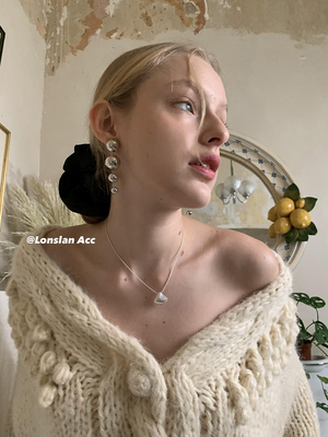 LONSLAN简约合金女吊坠耳环