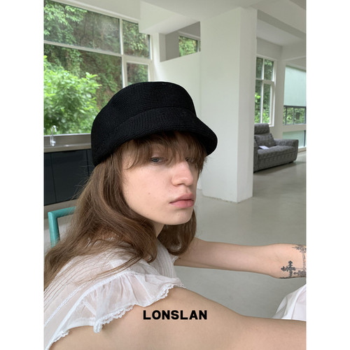 LONSLAN ACC 春夏复古英伦风针织圆顶帽透气檐礼帽圆顶帽