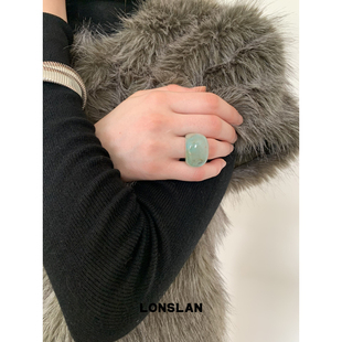 LONSLAN ACC 秋冬气质夸张晕染绿色显白食指戒百搭戒指