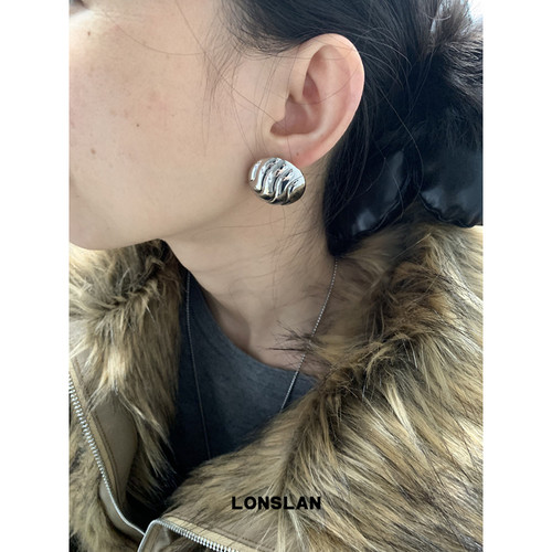 LONSLANACC圆形波浪纹金属耳环