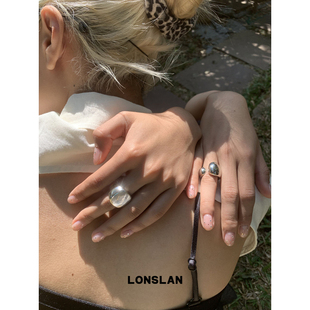 大方块光面戒指气质高质感指环 2025SS简约韩系个性 LONSLAN ACC