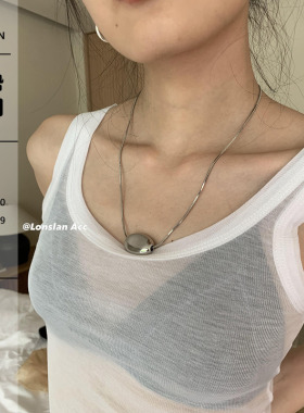 LONSLAN椭圆质感银项链