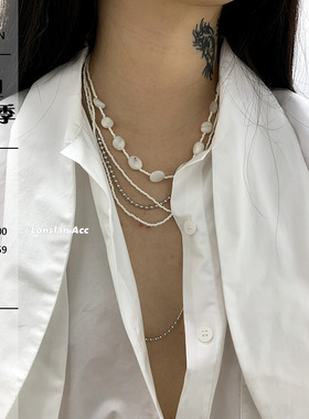 LonslanAcc复古串珠拼接叠层链