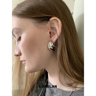 LONSLAN 秋冬小众设计螺旋金属冷淡风耳饰气质港风简约耳环 ACC