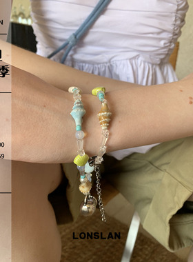 LONSLAN ACC 2025ss 夏日彩色可爱杯子串珠项链多巴胺锁骨链