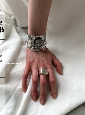 LONSLANACC复古雕刻玫瑰花手镯