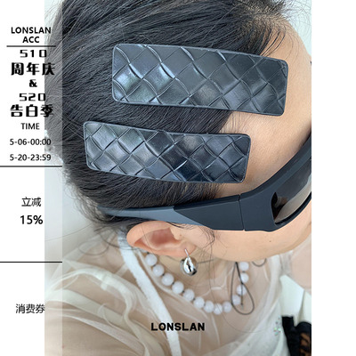 LONSLANACC黑色菱格纹刘海夹