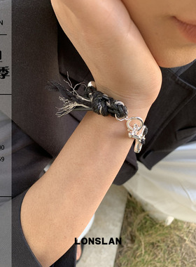 LONSLAN ACC 2025ss时尚简约黑绳钥匙编绳粗手链小众配饰