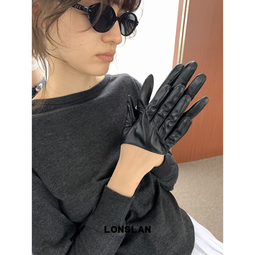 LONSLAN ACC短款半掌绵羊皮柔软手套机车风