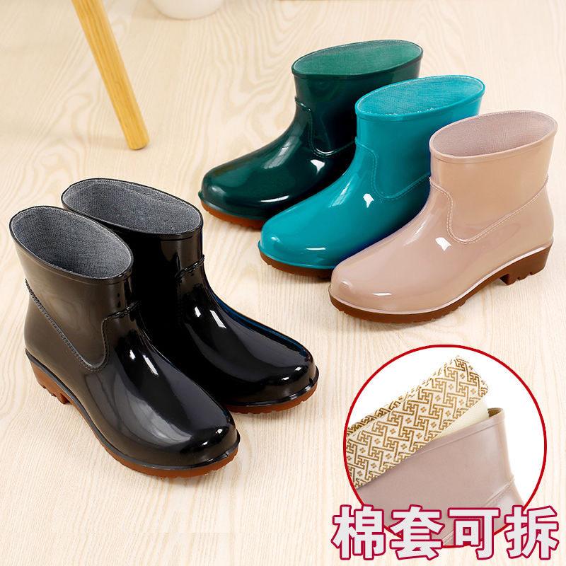 GALOSHES RAIN BOOTS WOMENS SPRING AND SUMMER WATER SHOES FOUR SEASONS OUTSIDE WORK SHOES RUBBER SHOES WATER BOOTS WATERPROOF ANTI-SLIP WEAR-RESISTANT RAIN BOOTS