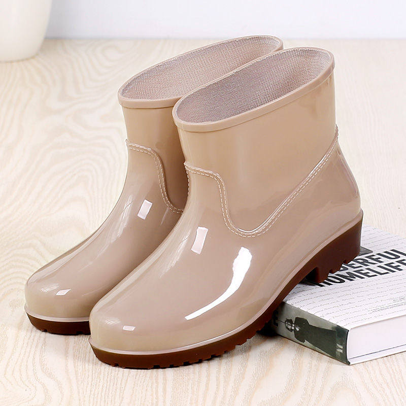 GALOSHES RAIN BOOTS WOMENS SPRING AND SUMMER WATER SHOES FOUR SEASONS OUTSIDE WORK SHOES RUBBER SHOES WATER BOOTS WATERPROOF ANTI-SLIP WEAR-RESISTANT RAIN BOOTS