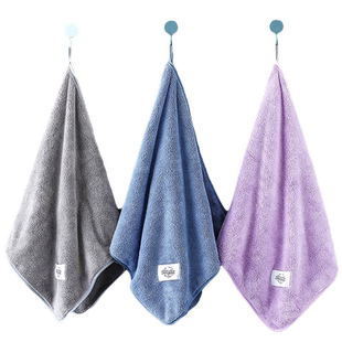 加厚挂式擦手巾毛巾厨房卫生间洗脸插手家用搽手帕吸水速干抹手布