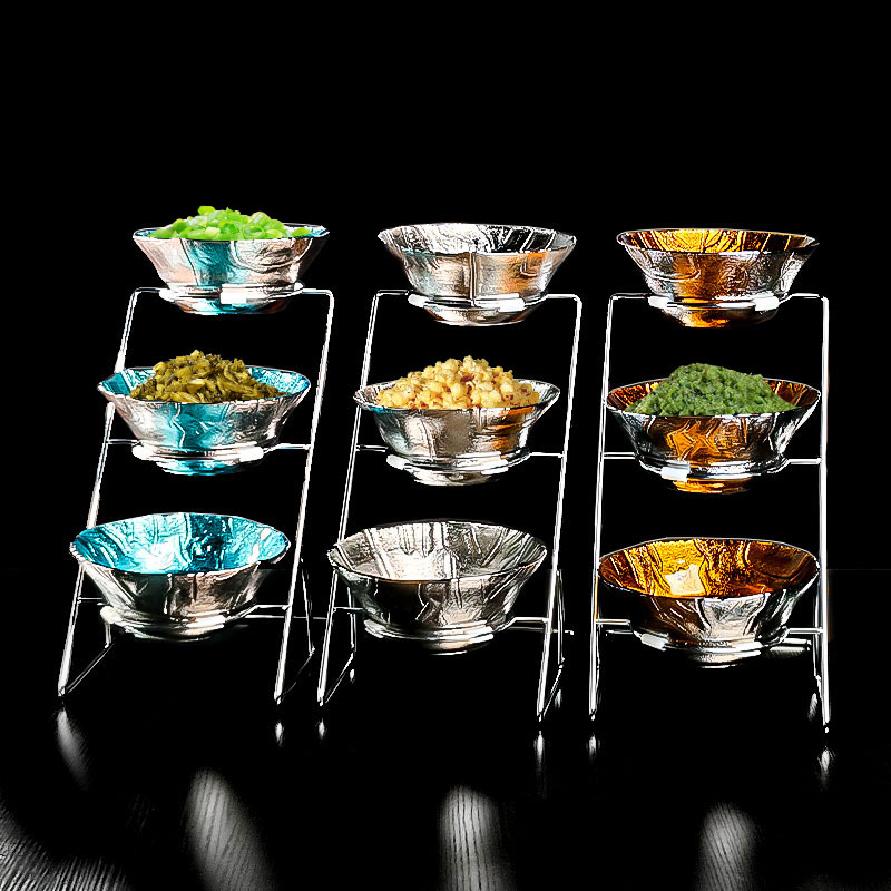 小菜展示盒咸菜碗酒店自助早餐器皿小料台架子火锅调料架商用容器