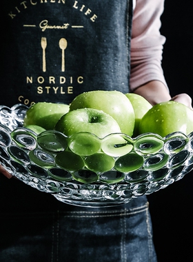 2026新款玉晶水晶玻璃盆水果盘大号果斗果盘客厅家用高端精致超大