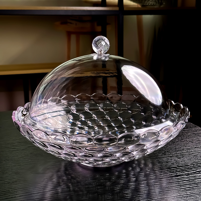 2025新款水晶玻璃水果盘带盖