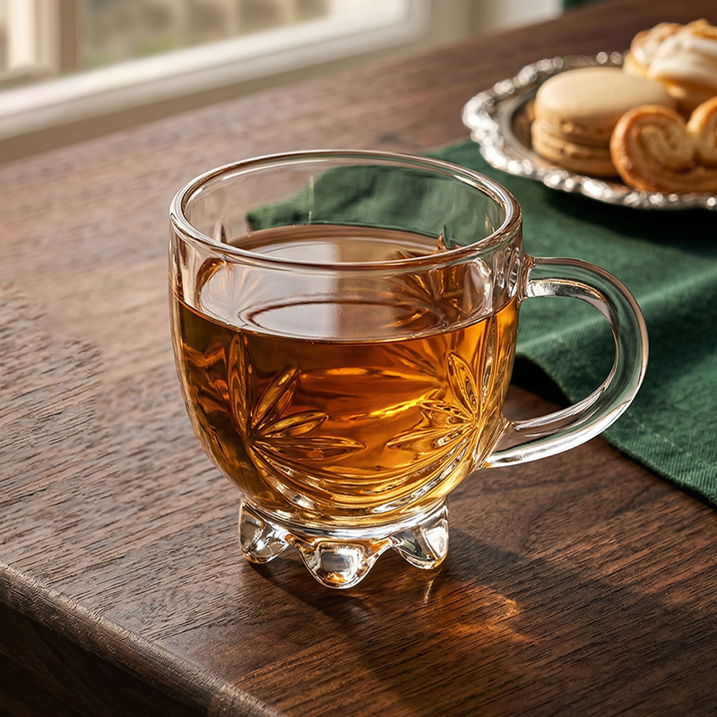 水晶玻璃杯小茶杯酒杯水杯150ml主人杯子带把手高级感轻奢高颜值