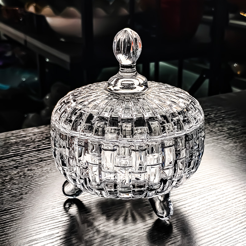 2025新款水晶玻璃碗带盖糖果罐