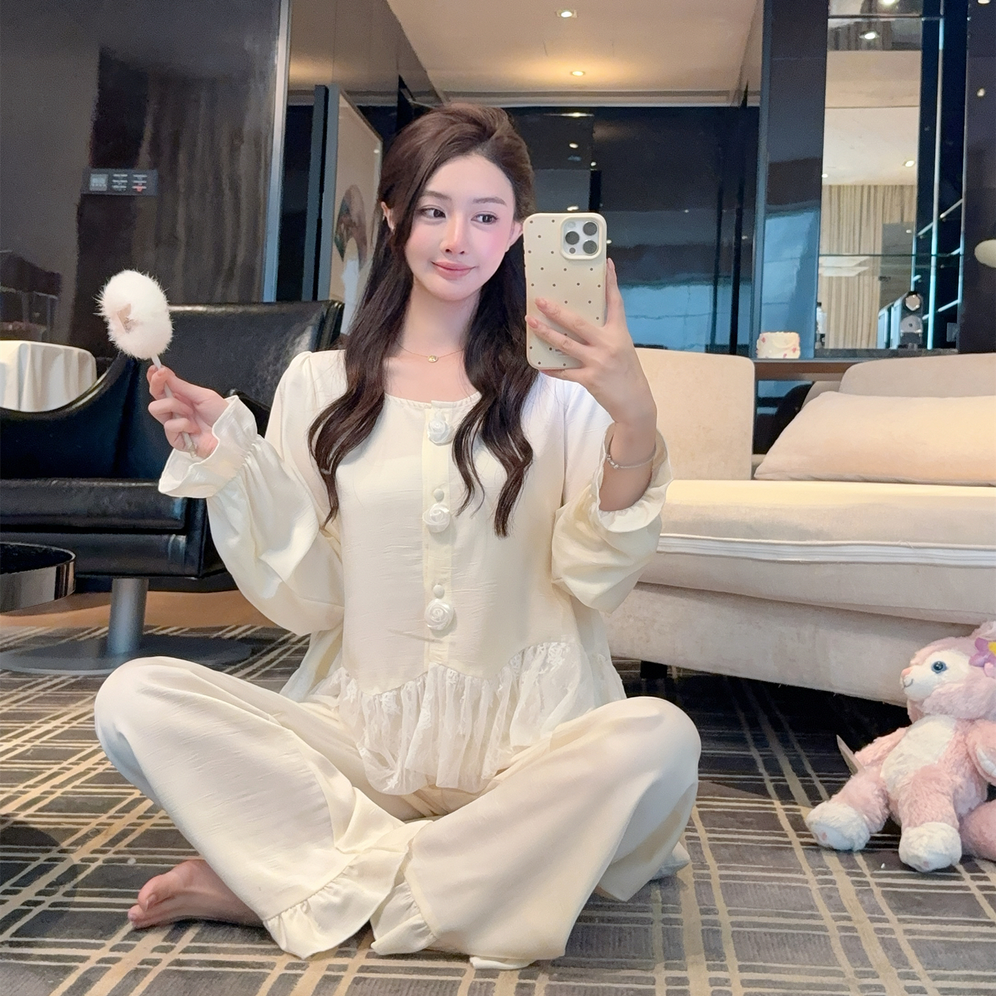 睡衣女春秋冰丝性感纯欲风家居服