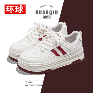 百搭不出错高颜值学生厚底休闲增高轻便鞋 环球黑白鞋 2025年夏新款