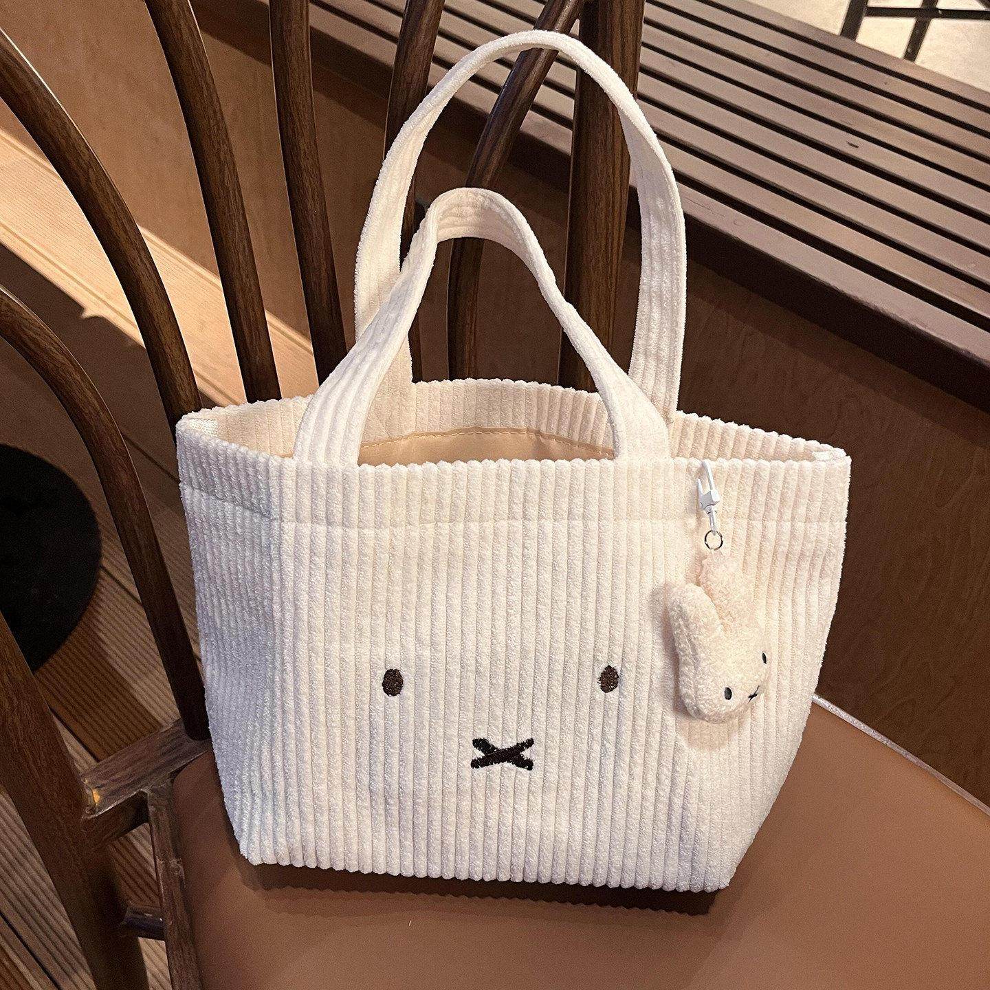 2026新款简约日系卡通灯芯绒帆布包日常通勤上班手提饭盒袋手拎包,箱包皮具/热销女包/男包,时尚帆布包,淘宝优惠券,粉丝福利购,淘宝优惠卷