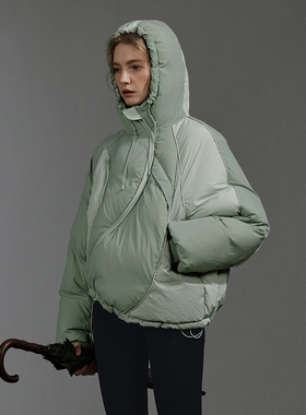 半圆原创设计女装2025冬季连帽短款高端洋气高级感超好看羽绒服女