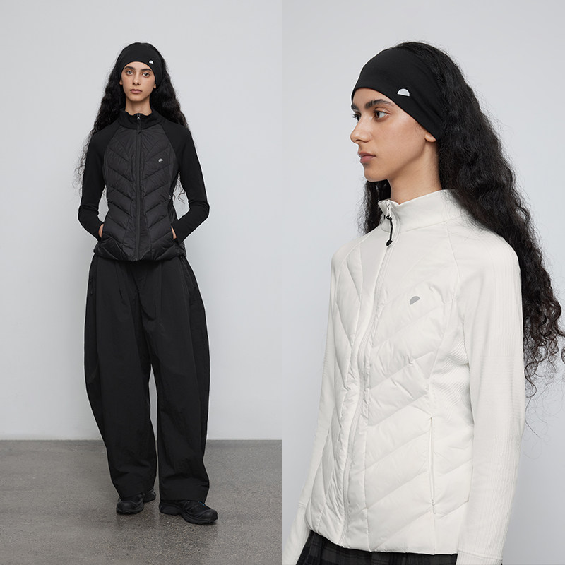 半圆原创女装[运动]2025秋冬修身立领黑白双色不规则拼接羽绒服女,女装/女士精品,羽绒服,淘宝优惠券,粉丝福利购,淘宝优惠卷