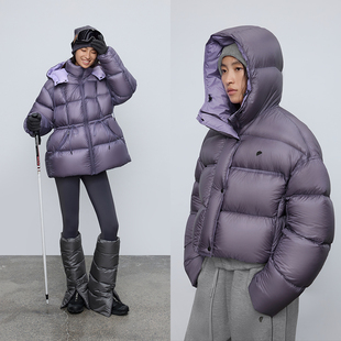 面包羽绒服女 运动2025秋冬宽松连帽哑光短款 高密度面料 半圆女装