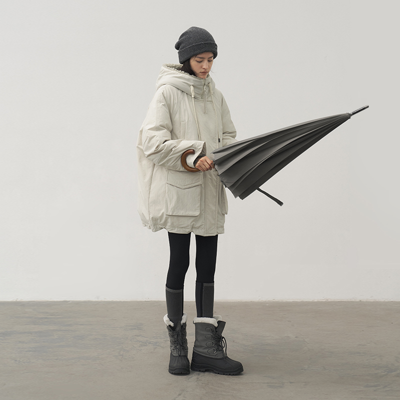 韩国科技面料 半圆原创女装[运动2025冬季经典工装中长款羽绒服女