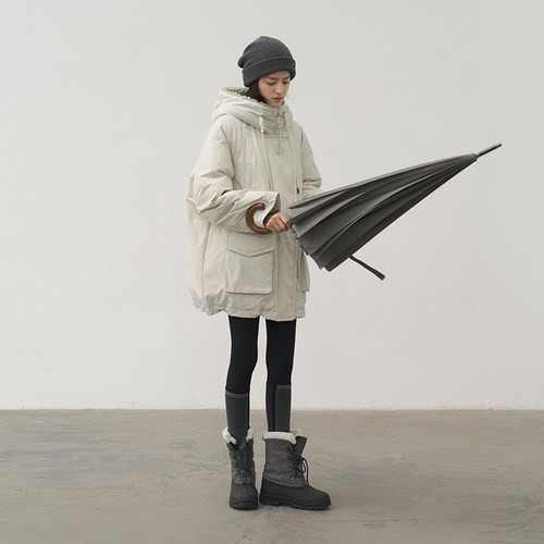 韩国科技面料 半圆原创女装[运动2025冬季经典工装中长款羽绒服女