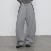 半圆女装 2025 运动秋冬加绒宽松休闲两色裤 热暖绒面料 子女弯刀裤