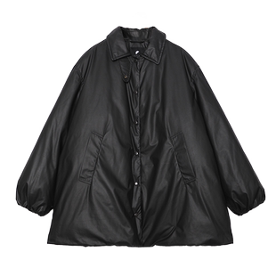 半圆原创设计师女装2025冬季黑色高级感超好看中长款防风羽绒服女