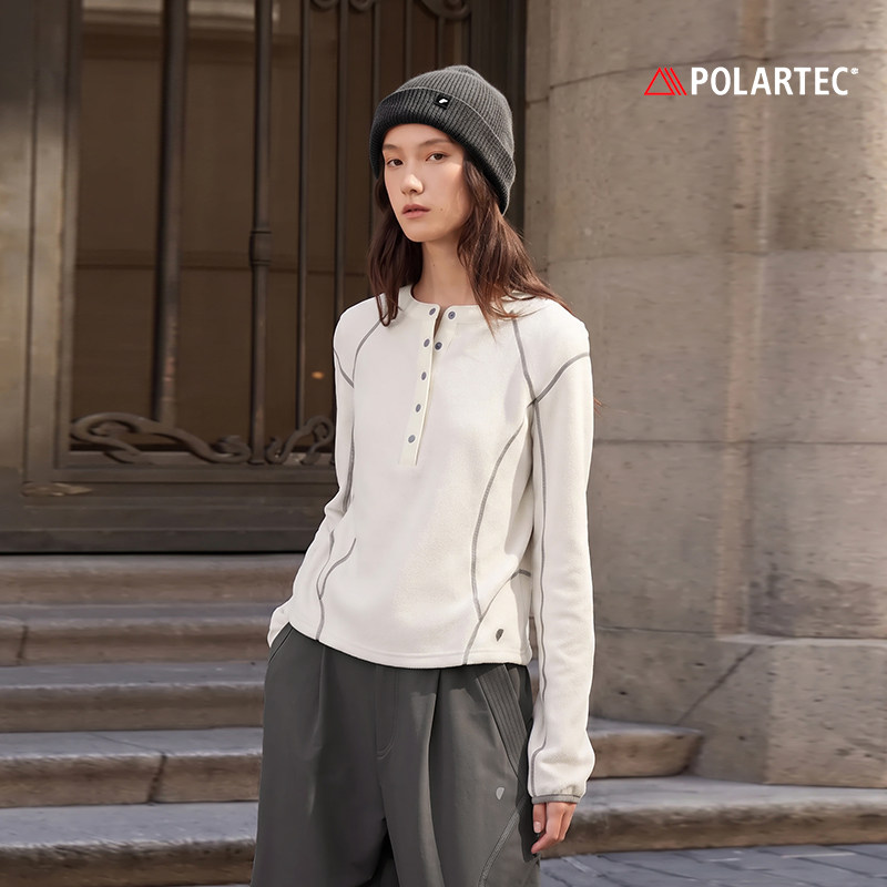 摇粒绒 半圆&POLARTEC女装[运动2026秋季修身休闲抓绒衣T恤女上衣