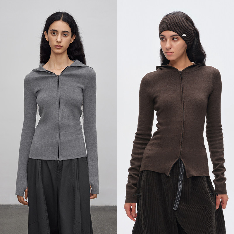 绵羊毛混纺纱线 半圆女装[复古]2025秋冬修身连帽轻户外毛衣女,女装/女士精品,毛衣,淘宝优惠券,粉丝福利购,淘宝优惠卷