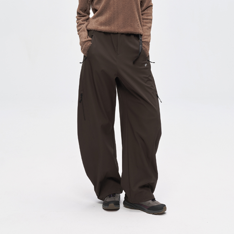 半圆原创女装2025[运动]秋季拼接多口袋宽松轻户外休闲弯刀裤女