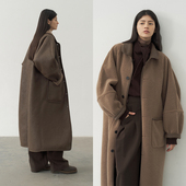 复古 2025冬季 新款 半圆女装 皮毛一体大衣女长款 翻领小众高级感