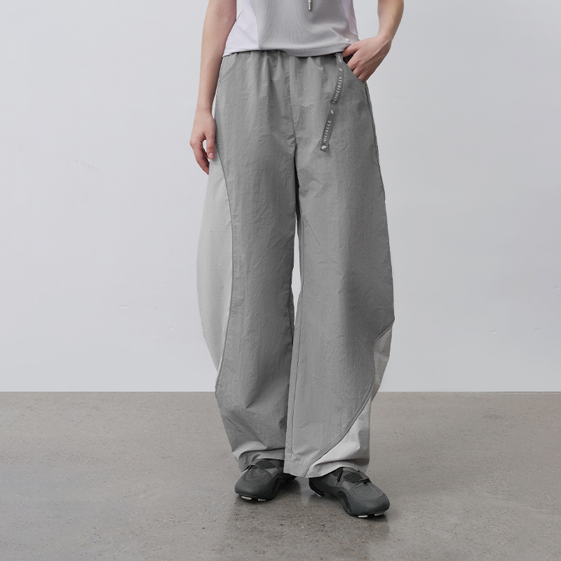 半圆原创设计女装[运动]2025夏季高腰松紧宽松休闲裤子女弯刀裤