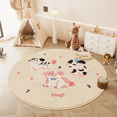 多巴胺色圆形儿童房地毯加厚防摔可坐可睡地垫可爱床边地毯免打理