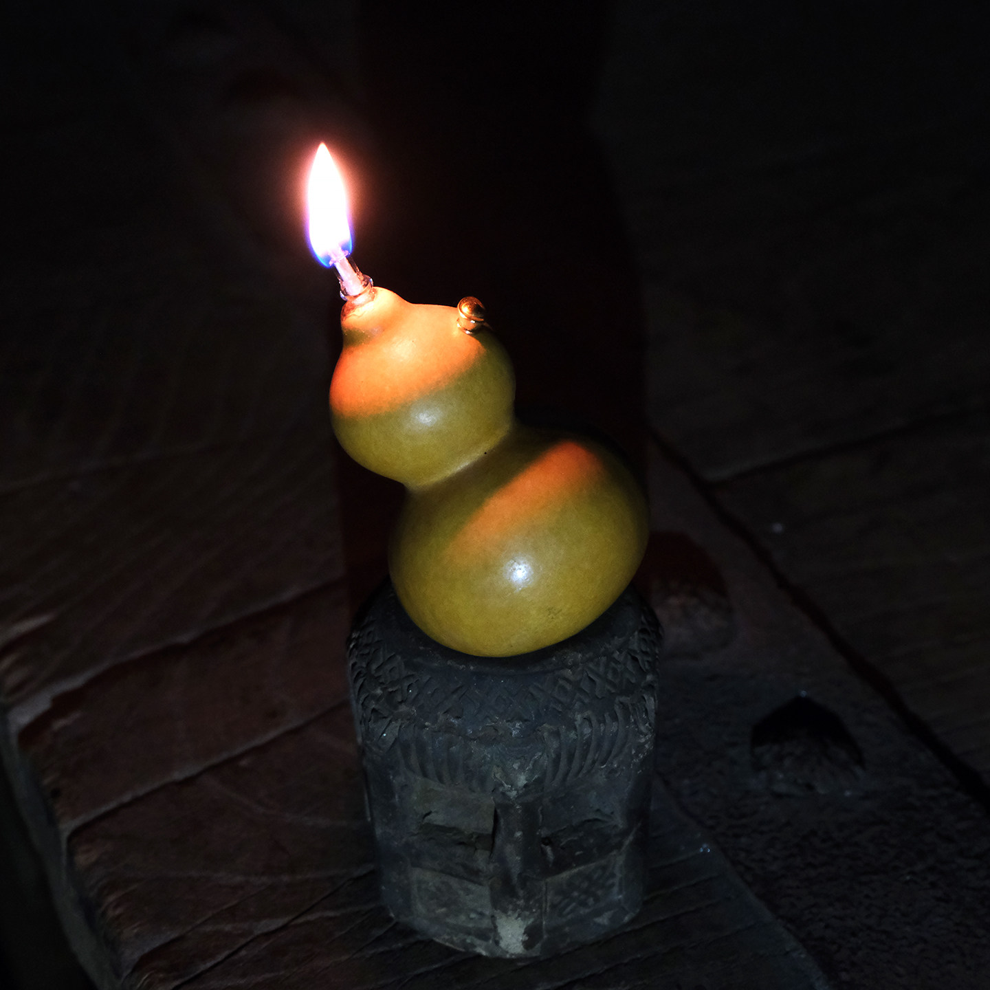 坐忘堂 原创天然葫芦手工酥油灯 茶室氛围灯禅意葫芦摆件创意陈列