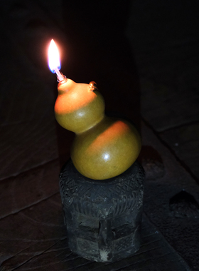 坐忘堂 原创天然葫芦手工酥油灯 茶室氛围灯禅意葫芦摆件创意陈列