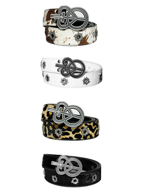 罗曼凯瑟 25SS 真皮弹孔皮带 朋克摇滚 头层牛皮 马毛 可调节腰带