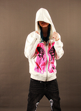 罗曼凯瑟 NoiseRockstar油漆粉刷吉他加绒做旧外套连帽卫衣情侣