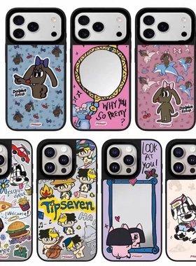 COCOTiFY镜面Tipseven火火海豚17Air适用iPhone15ProMax苹果16Pro网红明星可爱卡通磁吸手机壳14防摔保护套13
