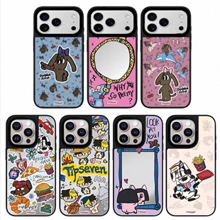 COCOTiFY镜面Tipseven火火海豚17Air适用iPhone15ProMax苹果16Pro网红明星可爱卡通磁吸手机壳14防摔保护套13