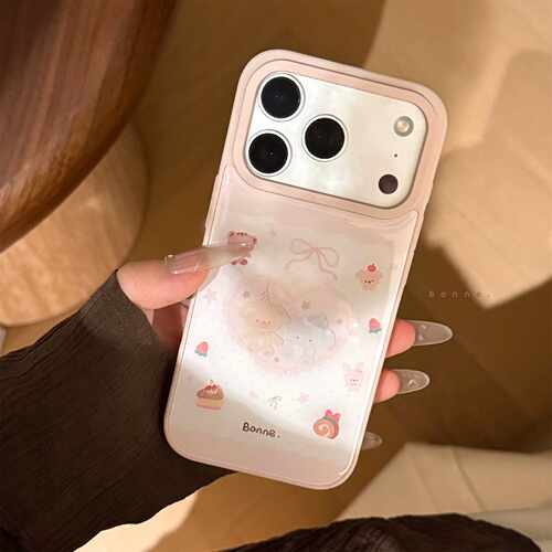 少女粉嫩小动物适用苹果18pro手机壳iPhone17pm滴胶甜美16/15华为