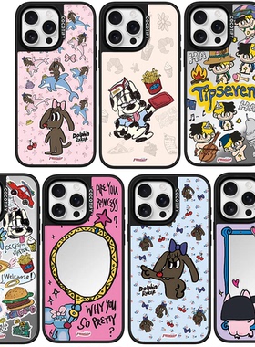 COCOTiFY镜面韩火火TIPSEVEN贴纸17Pro适用iPhone15ProMax苹果16Pro网红明星可爱卡通磁吸手机壳14防摔保护套