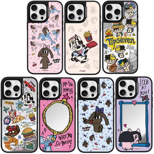 COCOTiFY镜面韩火火TIPSEVEN贴纸17Pro适用iPhone15ProMax苹果16Pro网红明星可爱卡通磁吸手机壳14防摔保护套