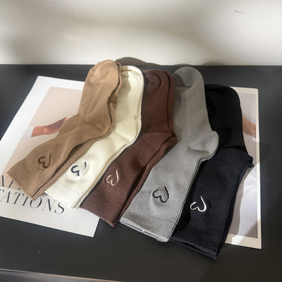 刺绣爱心高弹舒适百搭棉质堆堆袜